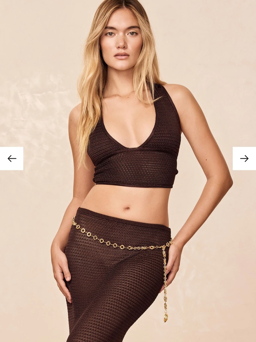 Monday Swimwear Brown Crocheted Halter top NWT